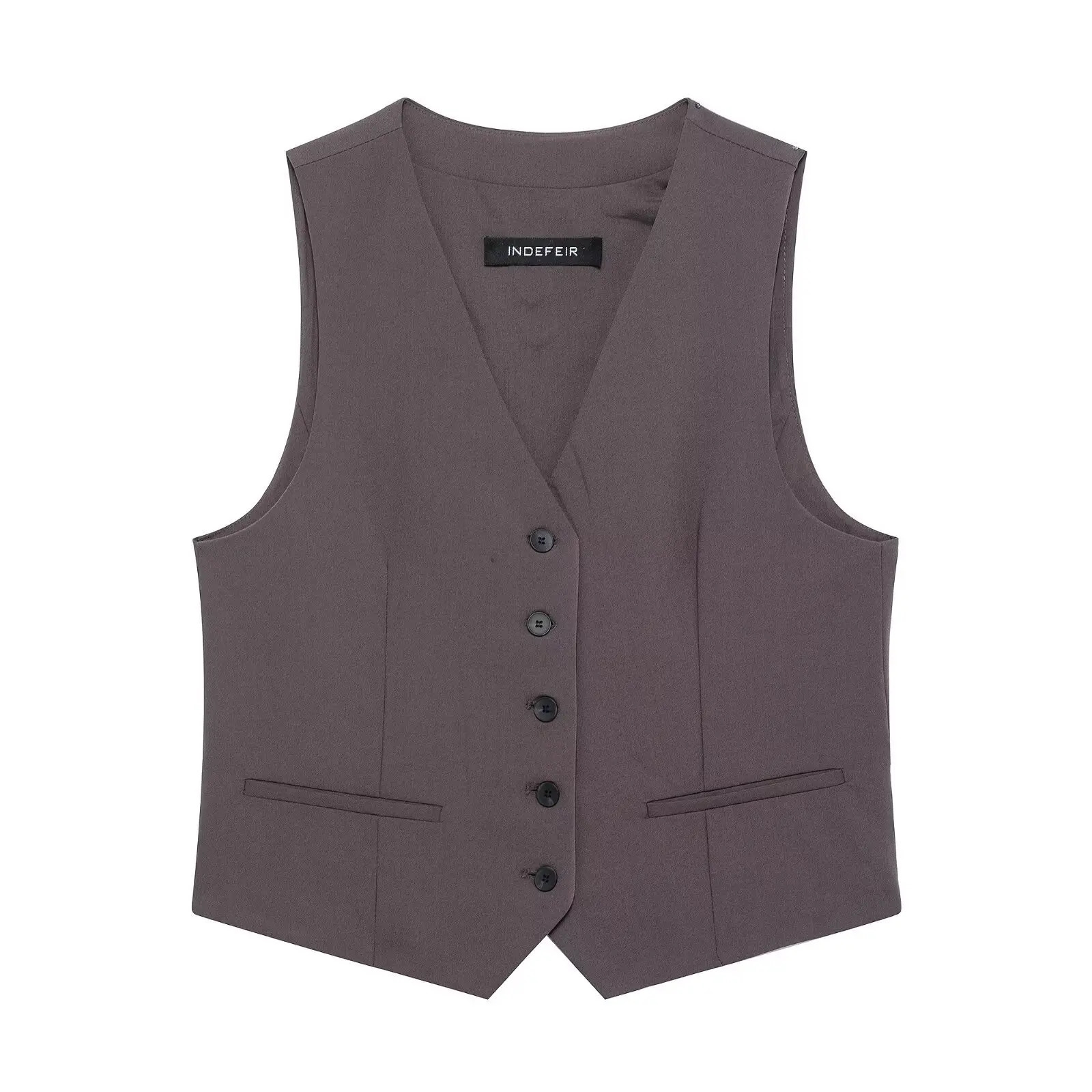 Womens Fashion Striped Single Chest Tank Top Retro Vneck Sleeveless Work Clothes 250226