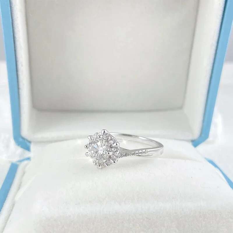 NeeTim 0.5/1CT Moissanite Dia Rings Wedding Band for Women Sterg Sier Plated White Gold Promise Ring Certified