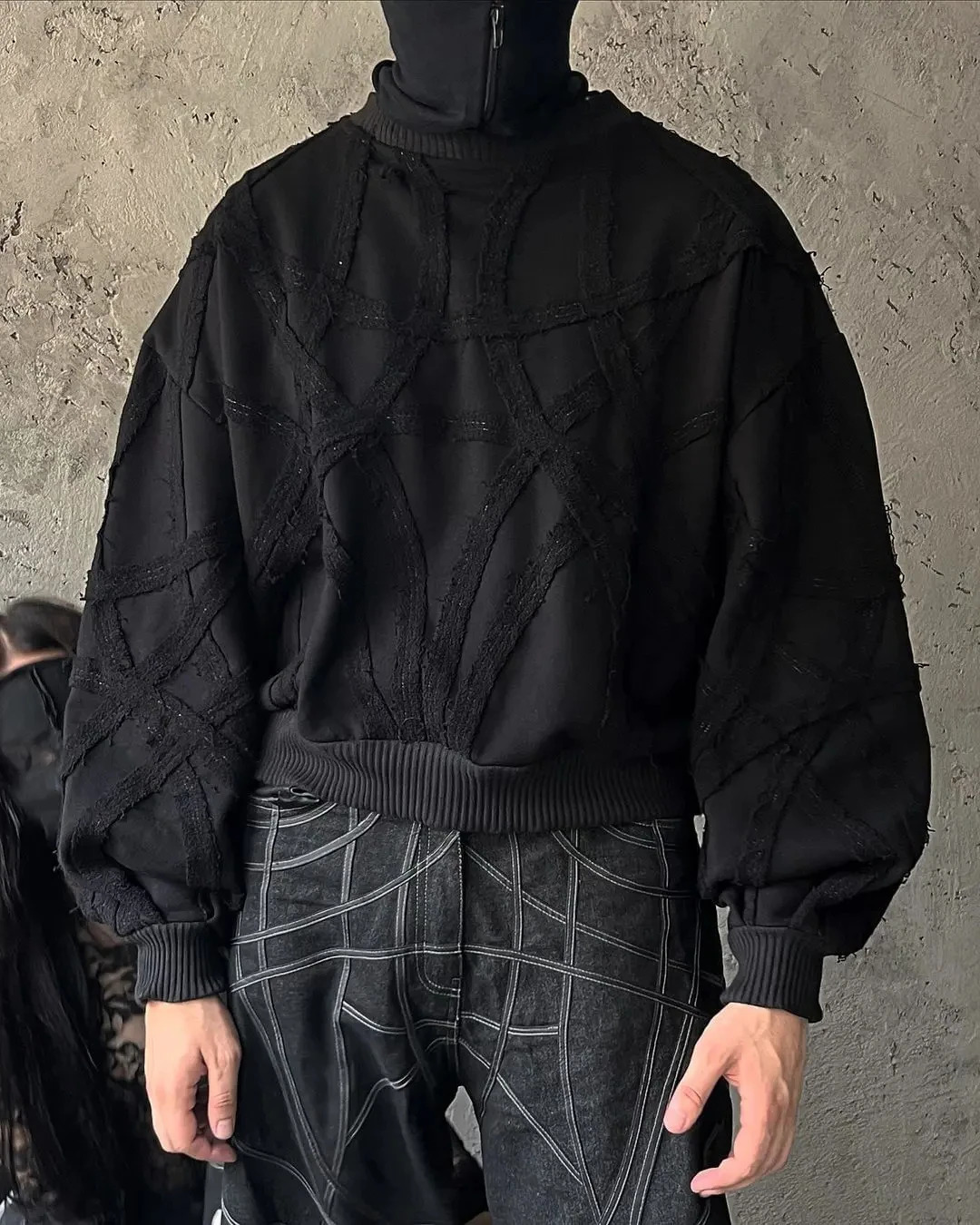 Streetwear Retro Patchwork Sweatshirt Y2K Long Sleeve Tops Mens Punk Rock Hip Hop n Oversized Pullover Hoodie Clothes 250227