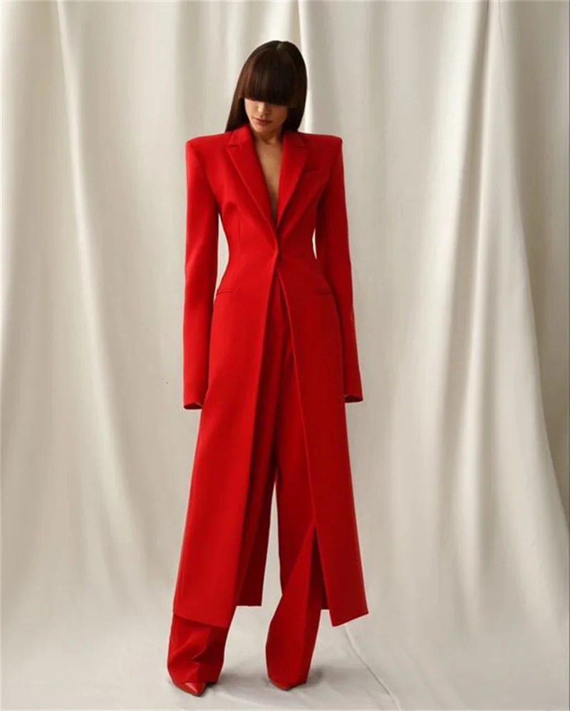 Formal Women Suit Set 2 Piece BlazerPants Long Style Wedding Party Prom Dress One Button Customized 250226