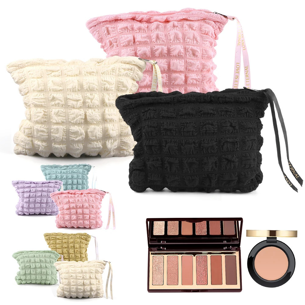 Ship from US 3Pcs Travel Toiletry Bag Solid Color Makeup Organizer Large Capacity Zipper Pouch Lightweight Storage Clutch 250227FBB