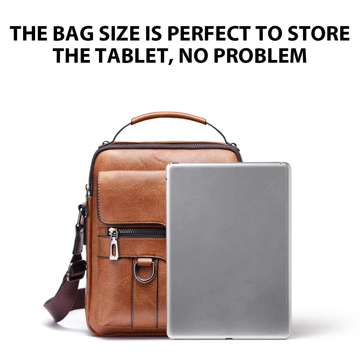 Ship from US Men Shoulder Bag for 97 iPad PU Leather Flaps Mens Crossbody Bags Business Flap Male Solid Messenger Travel 250227FBB