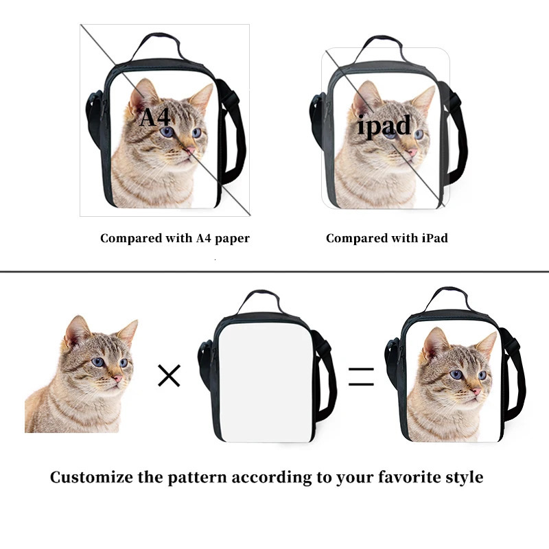 Ship from US Custom Color Pet Pattern Student Lunch Bag For The Beginning Of School Box Polyester Boys And Girls Lovers 250227FBB