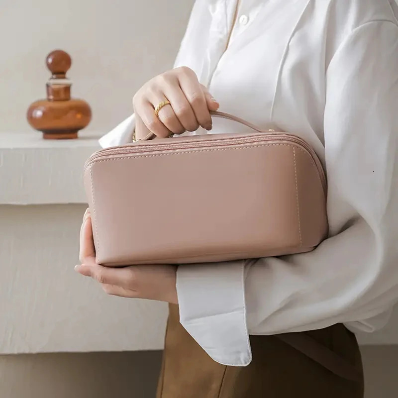 Ship from US Large Capacity Travel Cosmetic Bag Portable Makeup Organizer Cotton pad container Toilet organizer Container 250227FBB