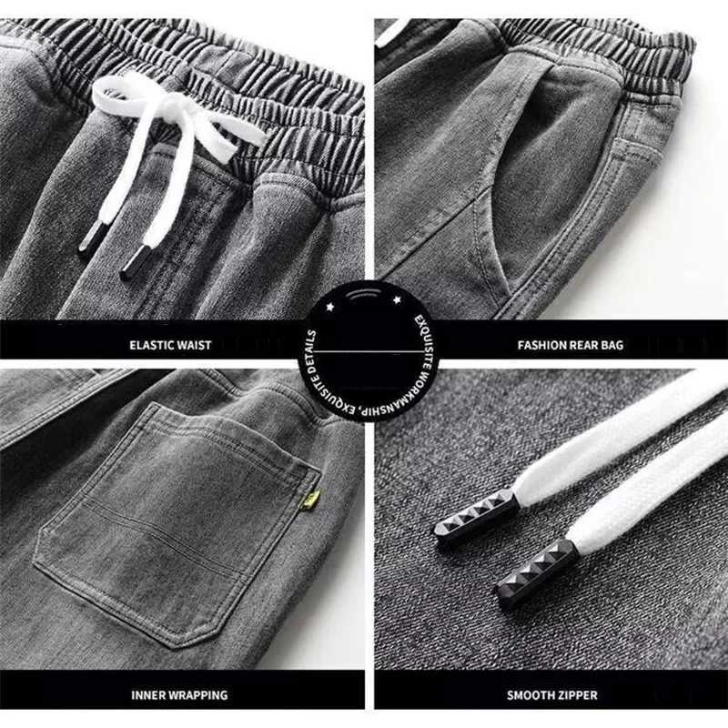 Mens Jeans Elastic Tie Up Harem Denim Pants Male Bound Feet Designer Cargo Joggers Denim Trousers Daily Narrow Leg Casual Jeans X250227