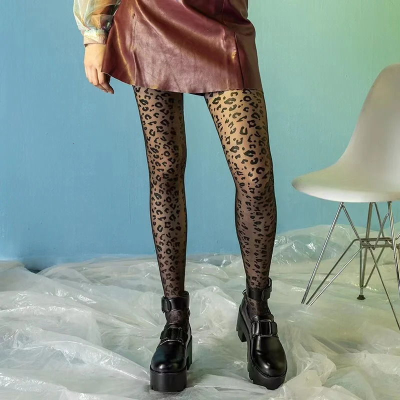 Wear Resistant Leopard Print Pantyhose Female Retro Pattern Tights Women Graceful Leggings Lady High Elasticity Silk Stockings 250226