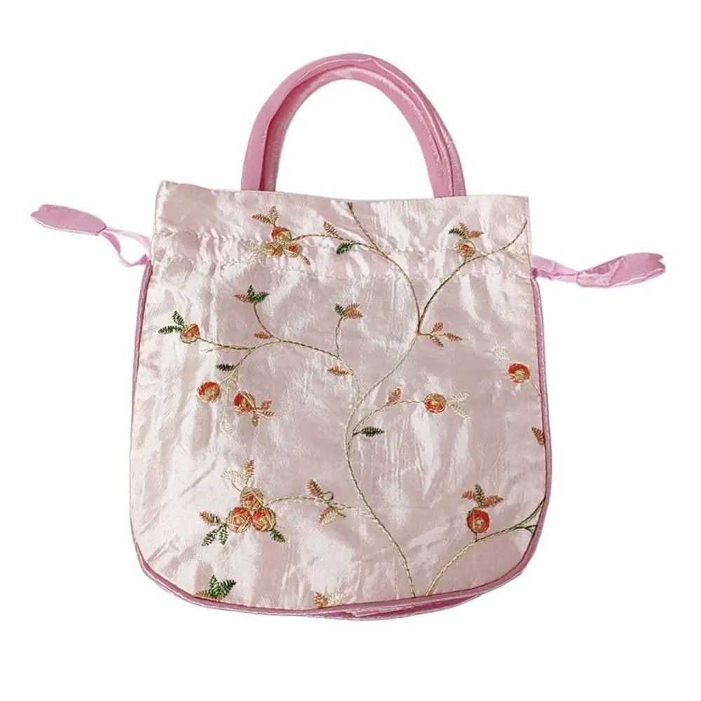 Embroidery Silk Drstring Handbag Womens Wallet Jewelry Packaging Storage Bucket Bag Hanfu AccessoriesXJ250227