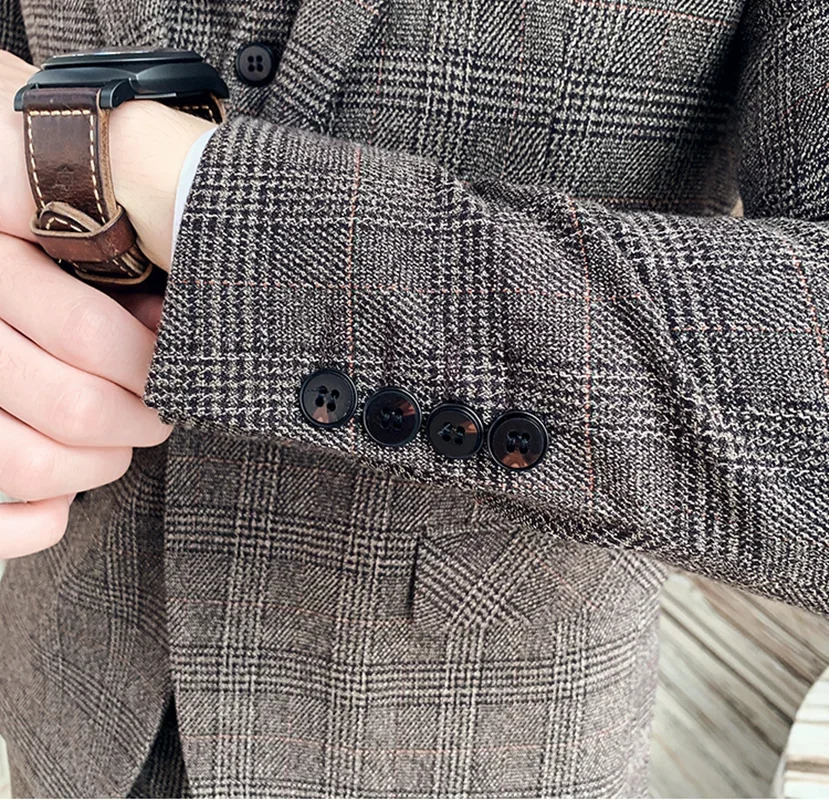 Boutique M-7XL Blazer Vest Trousers Mens Suit Fashion Business Italian Style Elegant Dress Gentleman Formal 3-piece Suit 250224