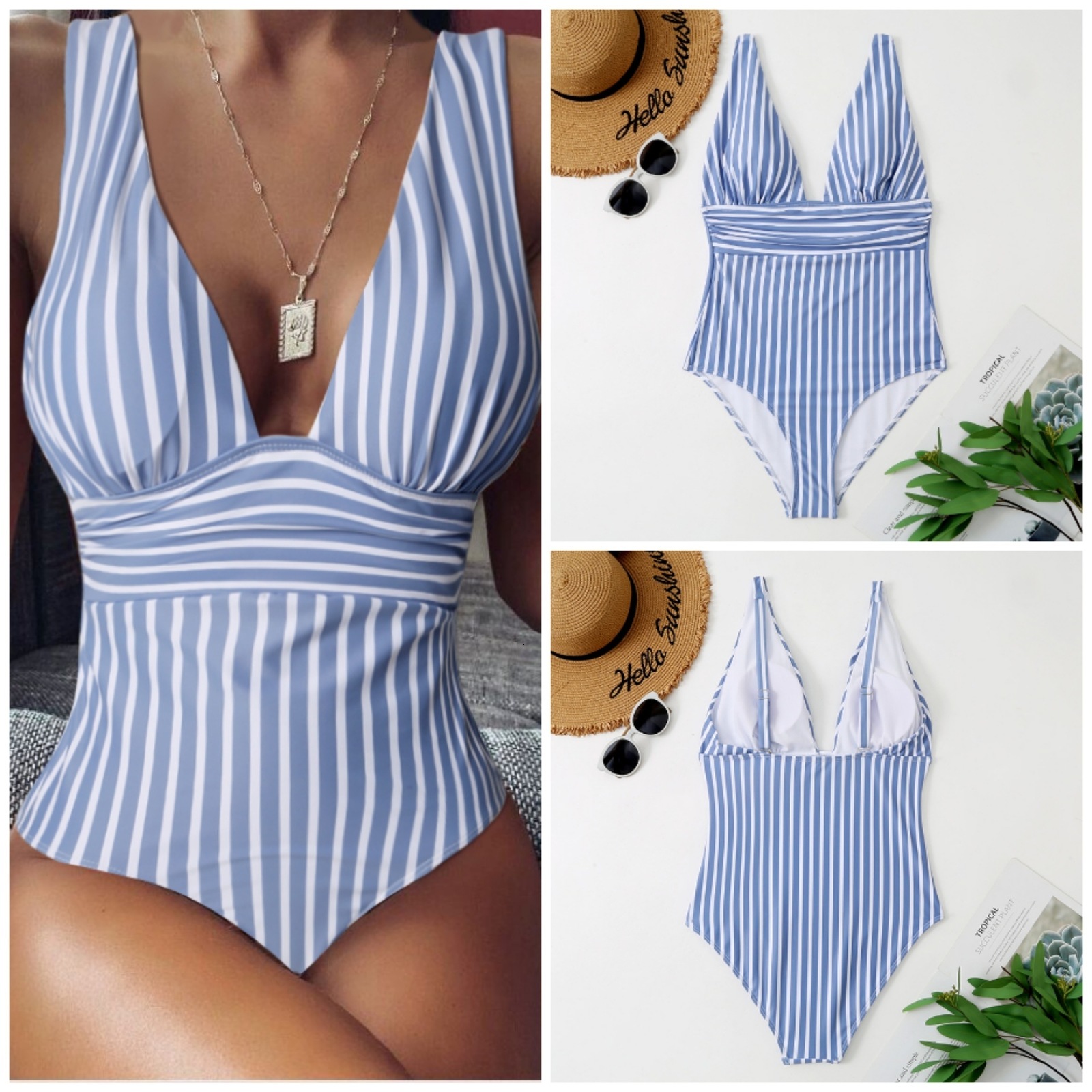 Sexy Red Striped Swimsuit Female Monokini String Push Up Swimwear Women Thong Backless Bathing Suit Swim 210520
