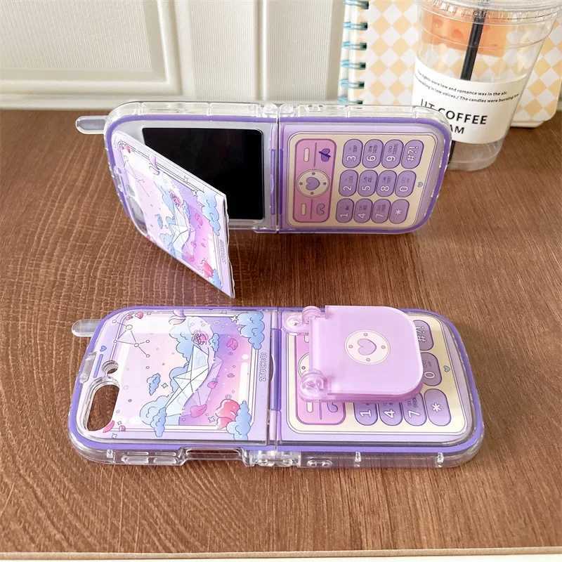 Purple Retro Mobile Phone Case for Galaxy Z Flip 6 5 4 3 Protective Back Cover for ZFlip4 ZFlip5 ZFlip6 Case Shell Z250227