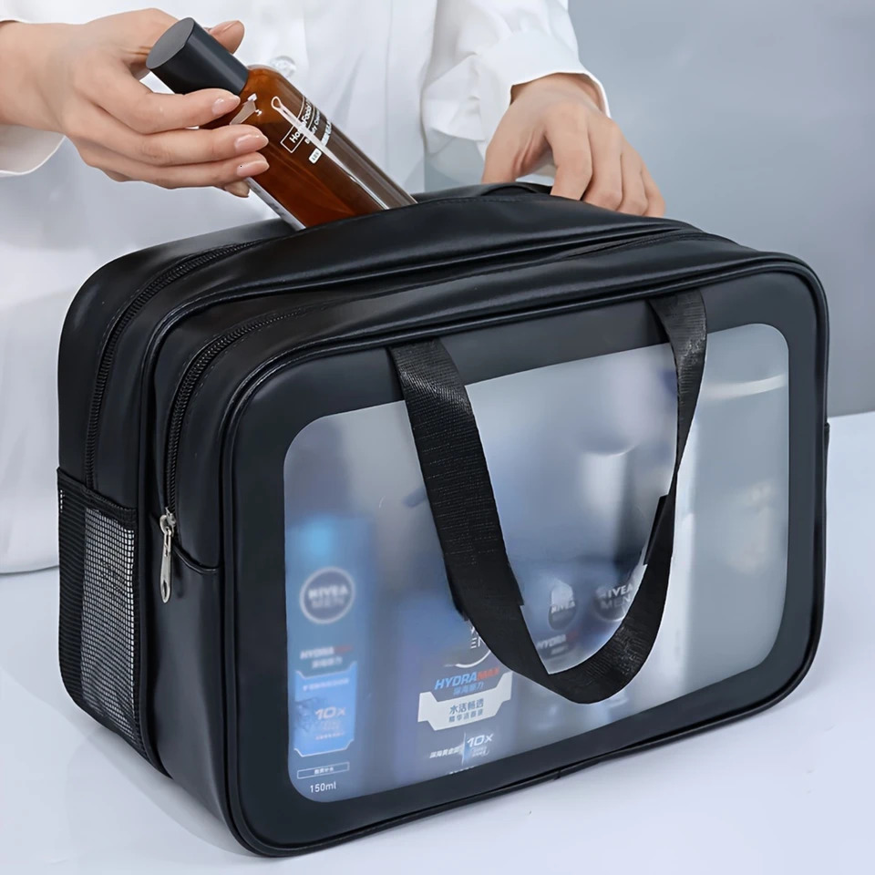 Ship from US Large Capacity Waterproof Double Layer Toiletry Bag for Travel and Fitness WetDry Separation Portable Cosmetic 250227FBB