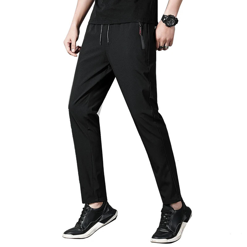 Summer mens casual pants slim fit thin Korean version ice silk pants Jinlun sports pants straight tube quick drying pants 250227