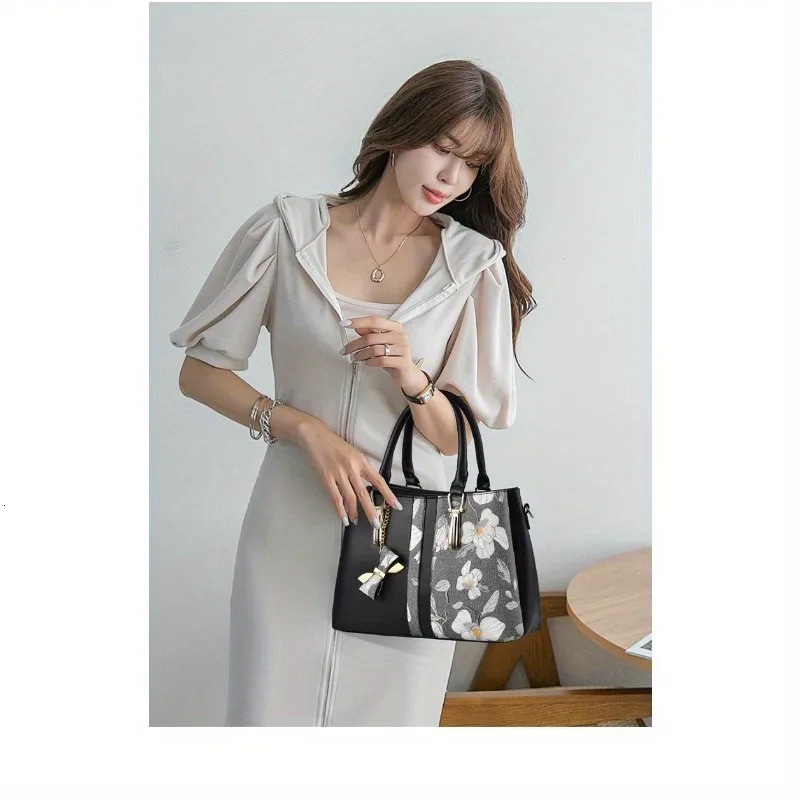 Ship from US Elegant embroidery 2way handbag womens cross shaped bag highend synthetic leather top handle wallet 250227FBB
