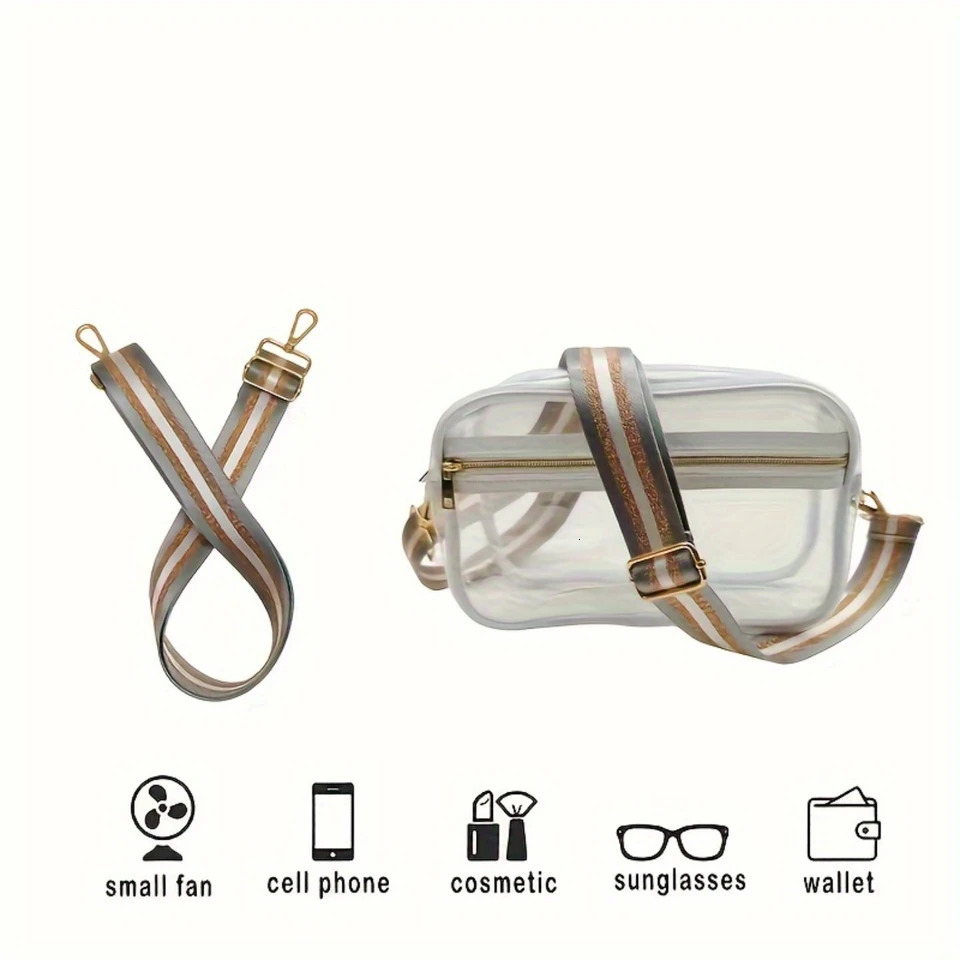 Ship from US Gym transparent cross body bag waterproof makeup phone perfect casual shoulder for outings 250227FBB