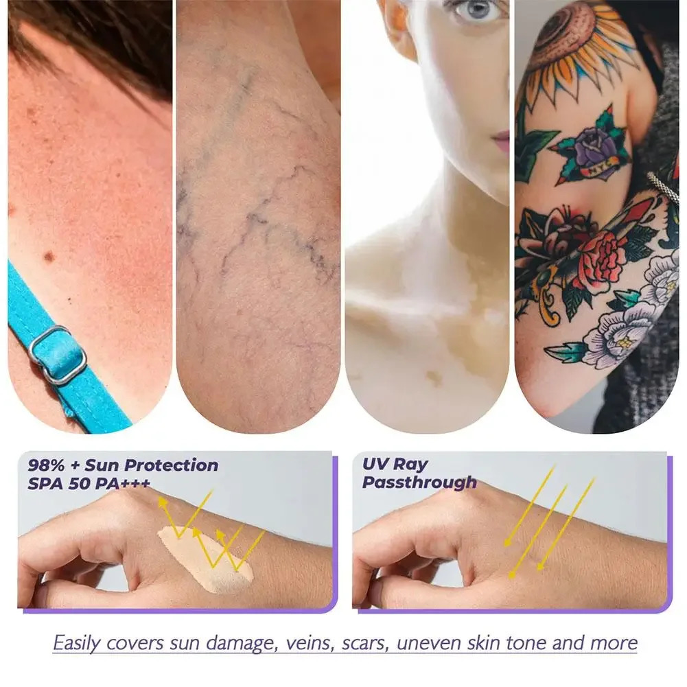 Natural Tattoo Concealer 74ml Full Coverage Tattoo Dark Circles Hide Blemishes Scars Correct Pigment Waterproof Lasting 250222