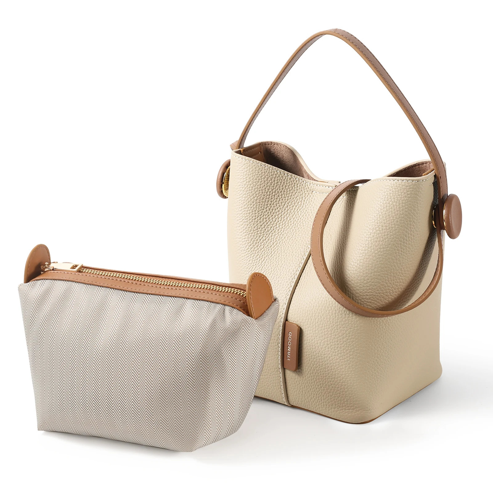Ship from US ITAMOOD Genuine Leather Bucket Bag Women Shoulder Purses Vintage Minimalist and Versatile Handbag Valentines Day Gift 250227FBB