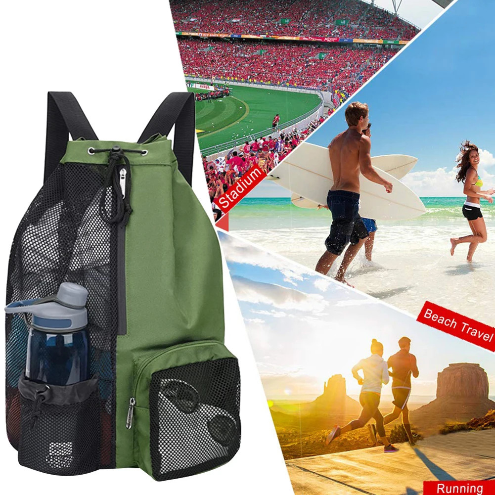 Ship from US Shoulder Soccer Ball Backpacks Drawstring Beach Storage with Wet Pockets Lightweight Comfortable for Outdoor Sports 250227FBB