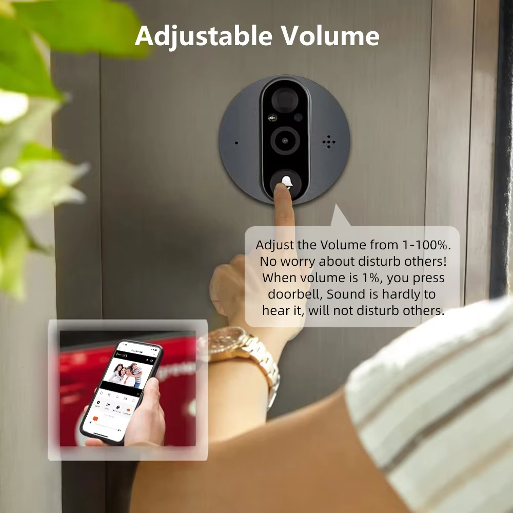 3MP WiFi Smart Peephole 5000mAh Doorbell Door Eye Camera Infrared Video Intercom Door Cameras Home Security