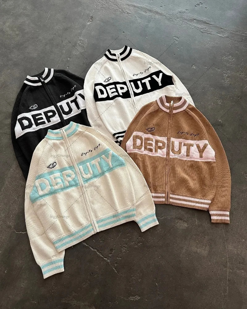 Y2K Street Fashion Casual Allmatch Zipper Cardigan Men American Retro Harajuku Loose Simple Oversized Coat Women 250226