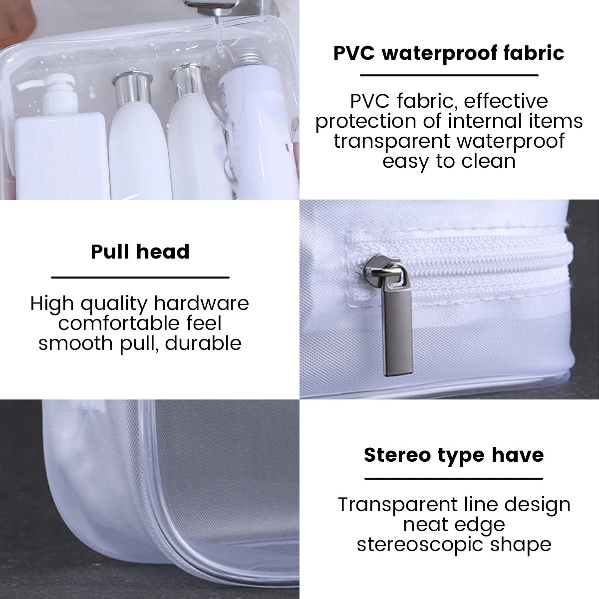 Ship from US 4 Pcs Clear Toiletry Bag PVC Travel Cosmetics Bags Transparent Makeup MultiSize Organizer Zipper Pouch 250227FBB
