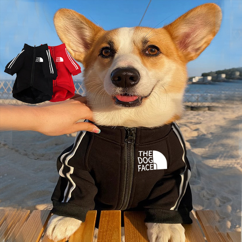 Classical Dog Coats with THE DOG FACE Printed Doggie Jackets High Neck Windproof Dog Baseball Jersey for Autumn and Winter Small Medium Boy Girl Dog A