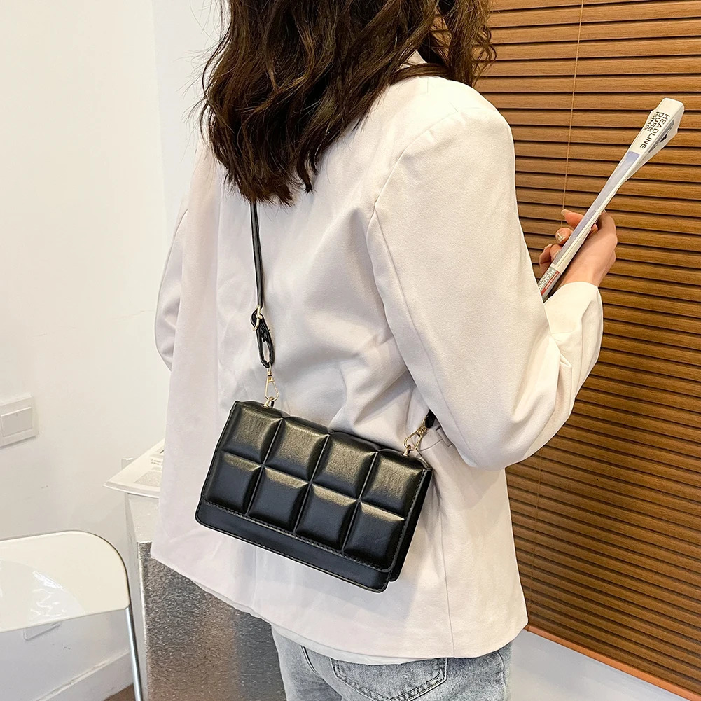 Ship from US Women Chocolate Square PU Leather Flap Temperament Bags Lady Small Handbags Holiday Birthday Gifts for 250227FBB