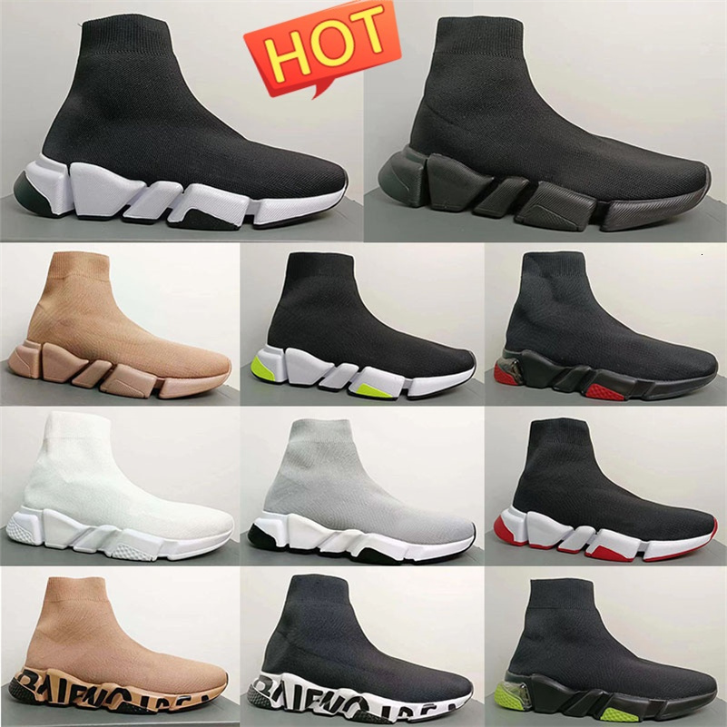 Designer Paris shoes Sock Shoes For Me Women Triple-S black White Red Breathable Sneakers Race Runner Shoes Balencai shoes Glitter Knitted Triple Sneaker Lace-up Neon