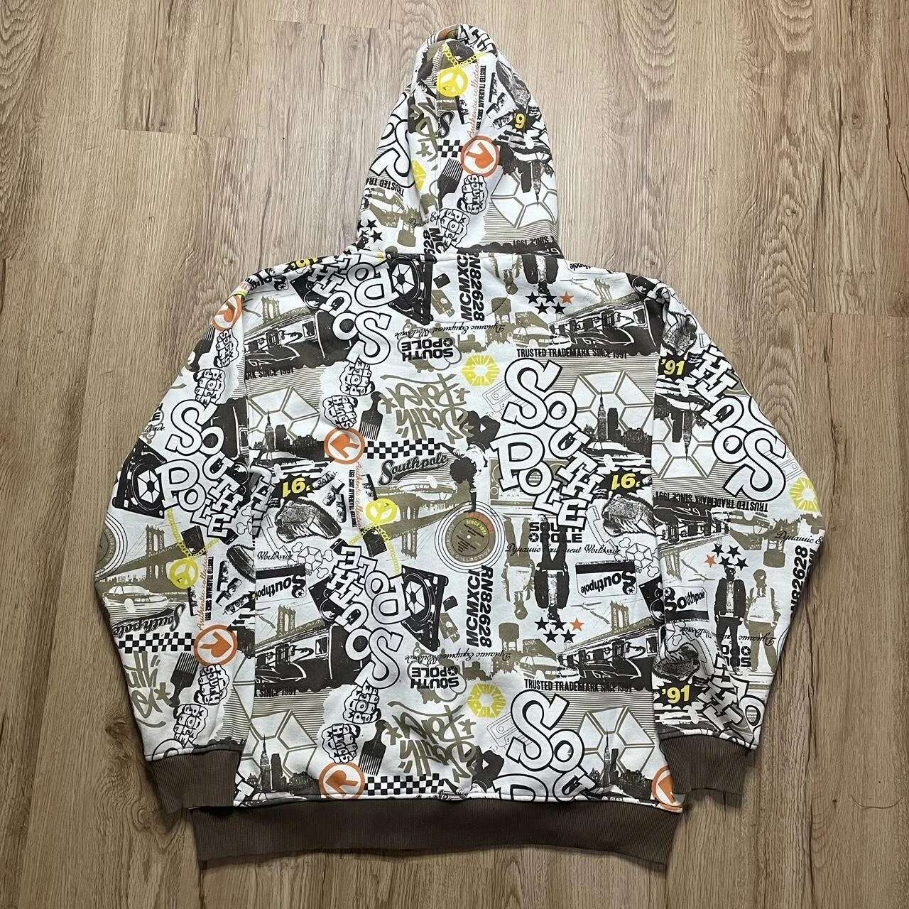 Y2K American Trend Street Graffiti Retro Hip Hop Letters Casual Zipper Cardigan HipHop Fashion Oversized Sports Coat