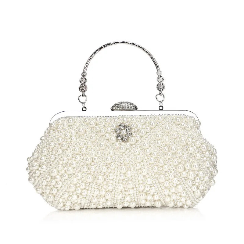 Bead womens evening bag embroidered shell flower diamond ball clutch pearl handbag with handle 250226