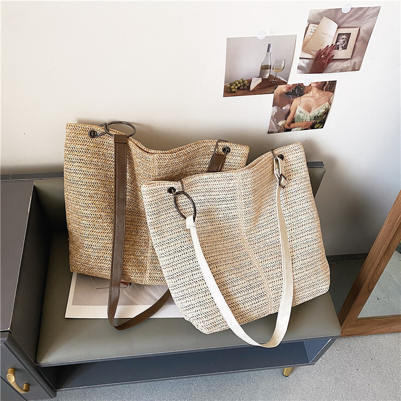 Leisure for women 2025 new summer large capacity single shoulder handbag grass woven vacation beach bag #swissmilitary