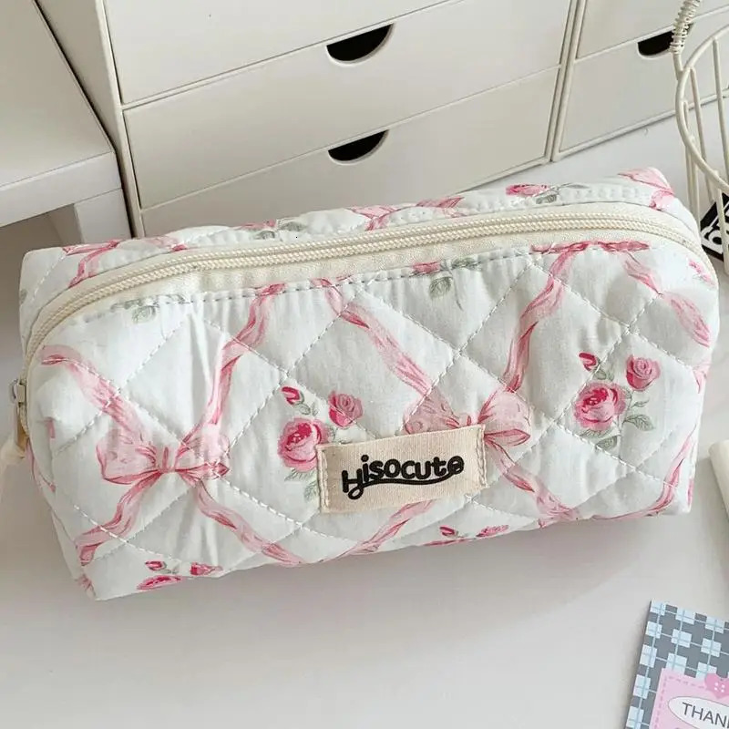 Ship from US Pencil Pouch for School Portable Floral Cosmetic Bag Soft Makeup Waterproof Pen Pens Pencils Erasers Color 250227FBB