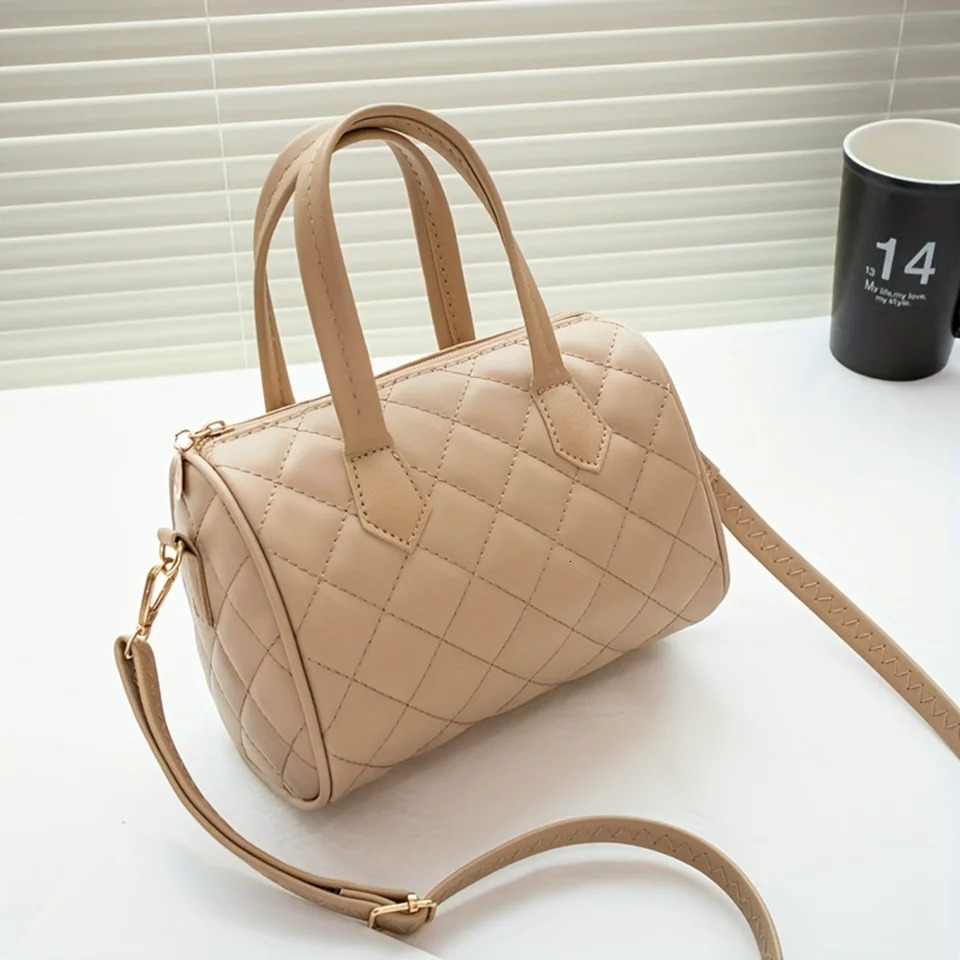 Ship from US Argyle Embroidery Boston Bag Fashion Double Handle Satchel Purse Mini Crossbody For Women 250227FBB