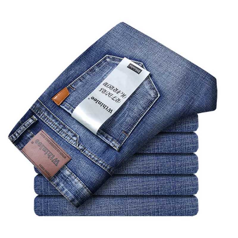 Classic Business Casual Jeans Men 2023 New Fashion Blue Slim Stretch Denim Trousers Male High Quality Luxury Pants Men Clothing X250227