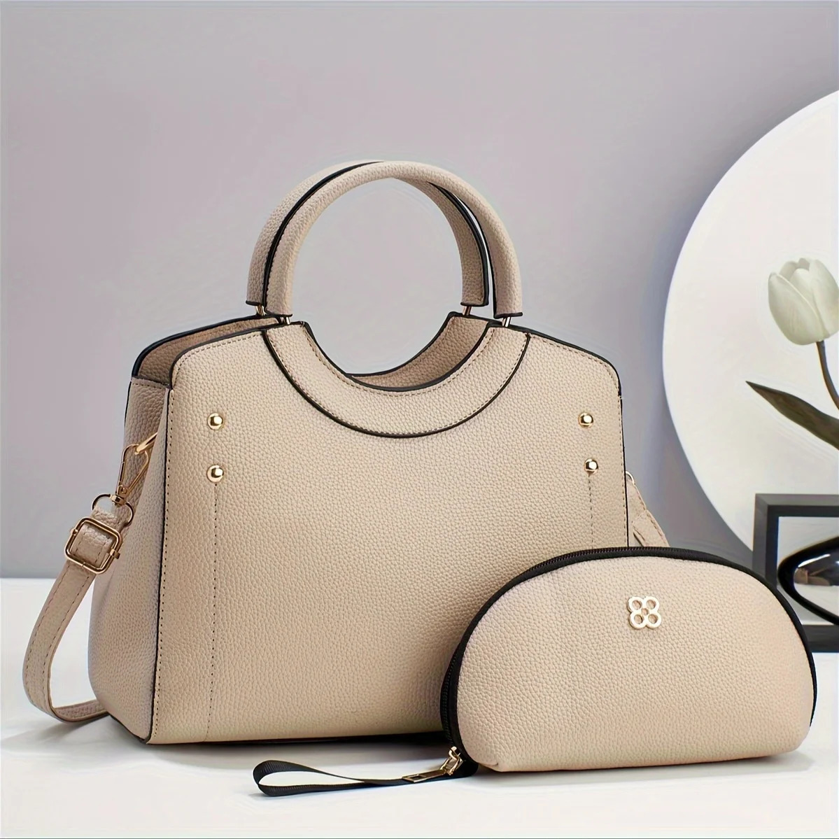 Ship from US Elegant Shoulder Bag Stylish Clutch Zipper Closure Timeless Solid Color n Perfect for the Modern Woman 250227FBB