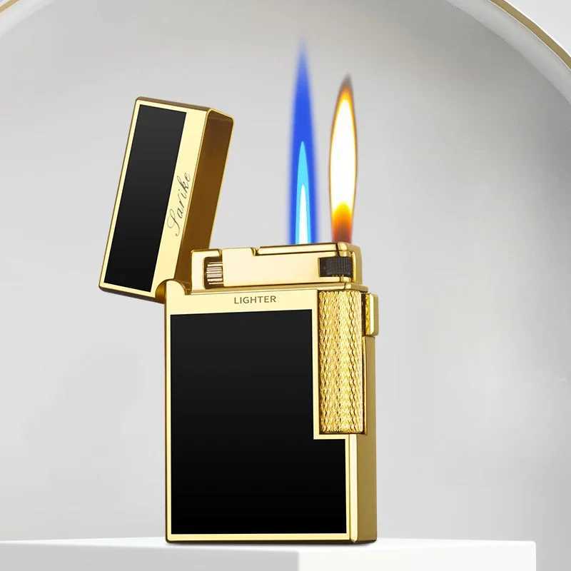 New Dual Fire Switch Butane Gas Lighter Metal Windproof Smoking Accessories Butane Gadgets Mens Gift W250227