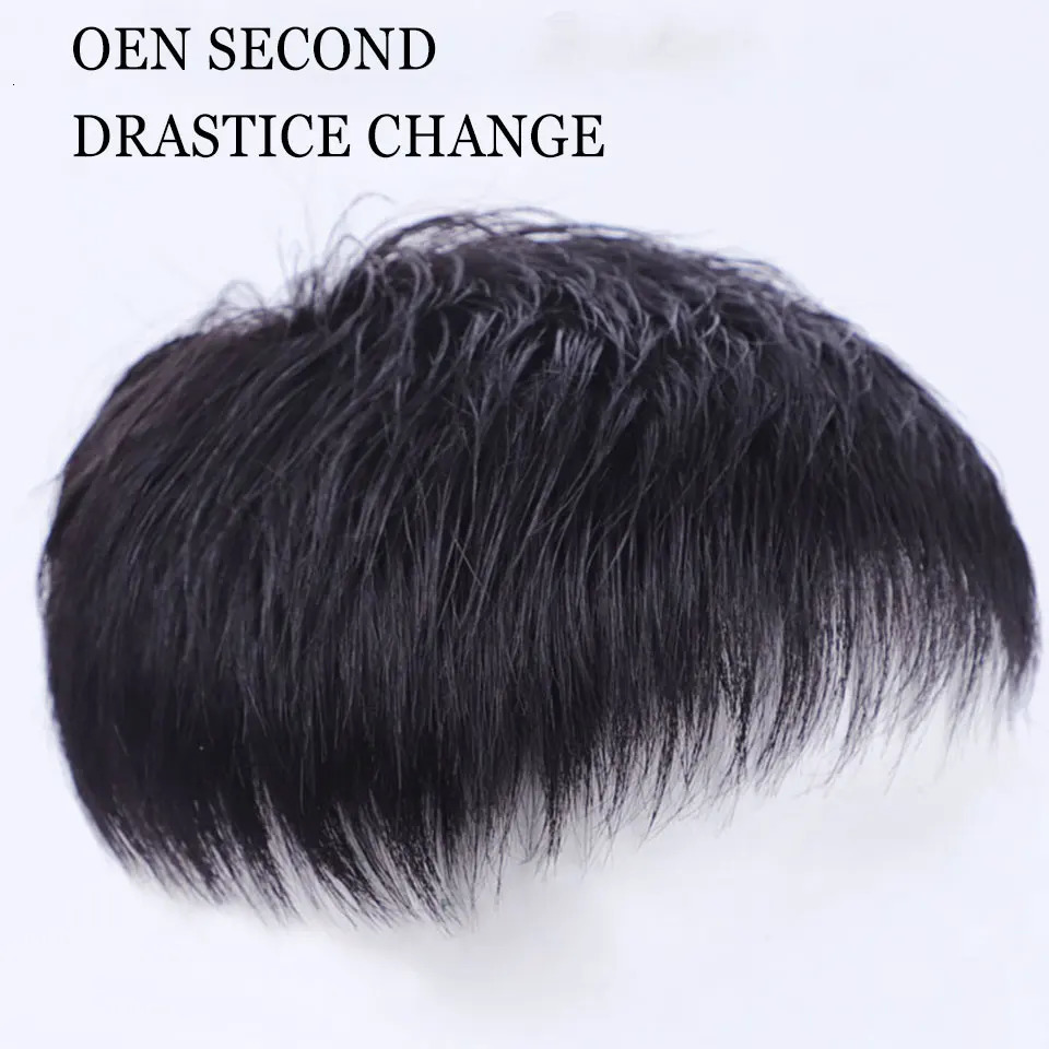 Short wigs for mens male black wig synthetic natural hair for young man balding sparse hair crew cut hair style PAGEUP 250227