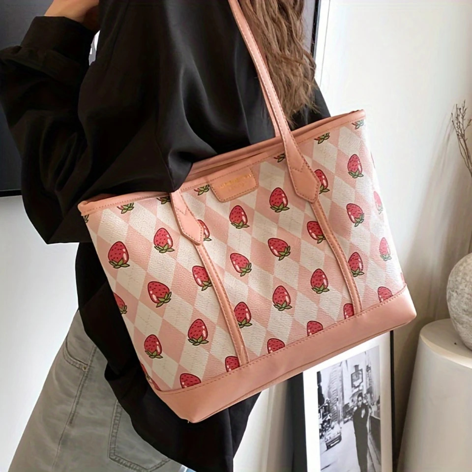 Ship from US Fruit Pattern Print Tote Bag for Women Stylish Handbag School Work Travel Shopping 250227FBB