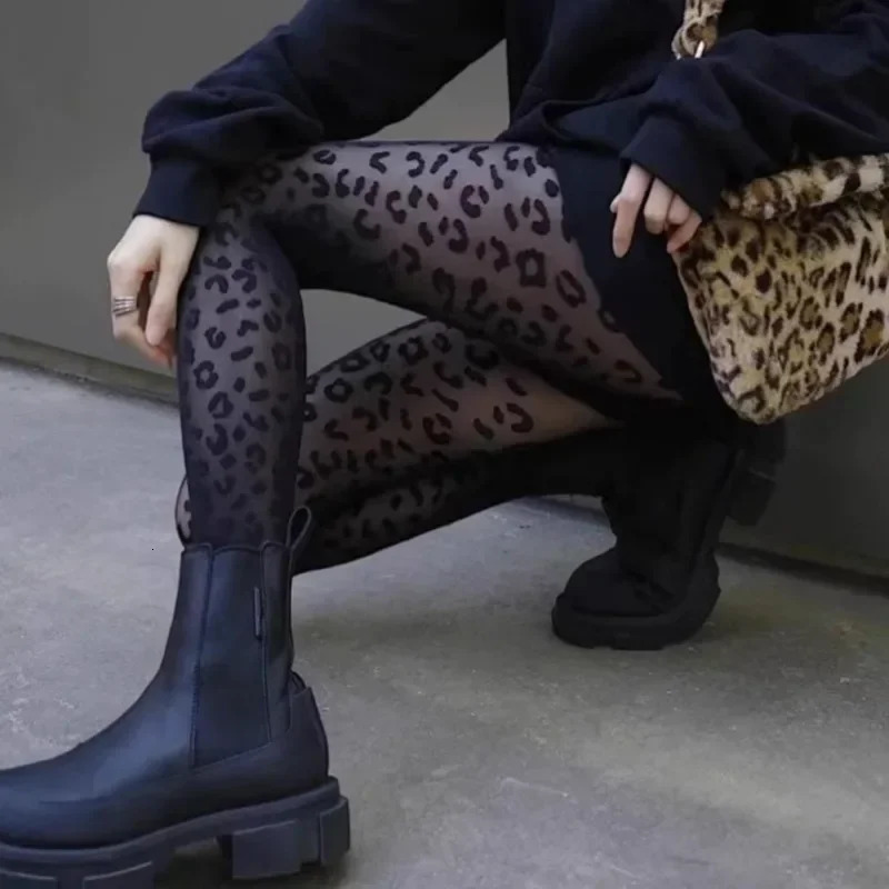 Wear Resistant Leopard Print Pantyhose Female Retro Pattern Tights Women Graceful Leggings Lady High Elasticity Silk Stockings 250226