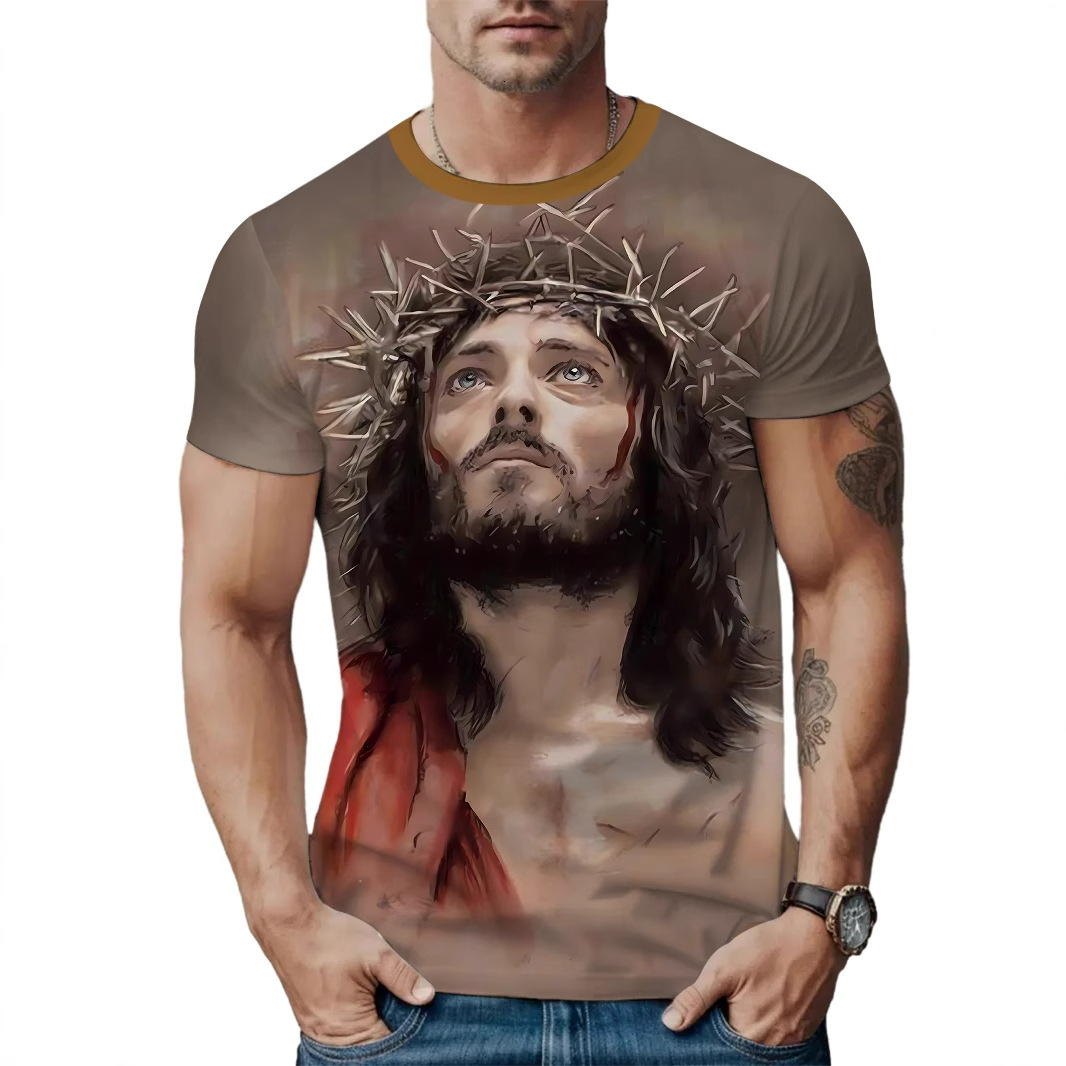 Designer's Casual Versatile Free Shipping 2025 3D Printed T-shirt For Men's Street Fashion Color Blocked Round Neck Short Sleeved Shirt