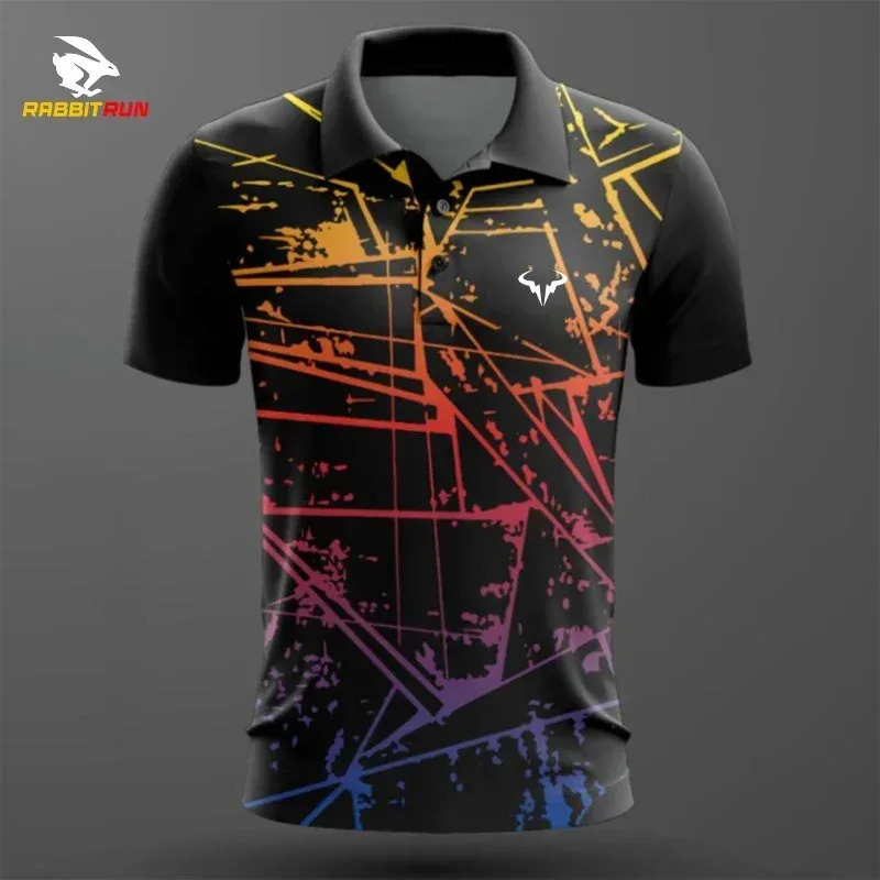 Mens Golf Shirt Summer Men Trend Polo Shirt Contrast Painted Duck Style POLO Top Badminton Short Sleeve Sportswear Men Clothes 250225
