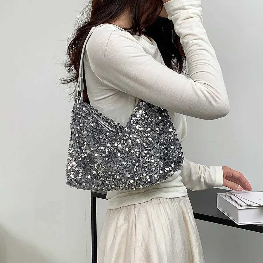 New Arrival LEFTSIDE Small Sequins Underarm Bags for Women Designer Korean Fashion Evening Party Handbags and Purses Trend Shoulder Bag T250227