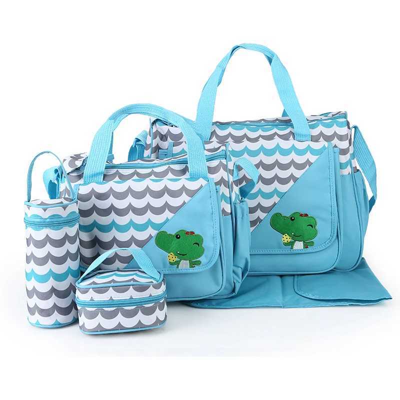 Diaper Bags 5pcs/set New Fashion Mummy Bag Baby Diaper Bags Maternity Nappy Bag Mommy Baby Care Carriage Stroller Bag Organizer Y2502274AYF