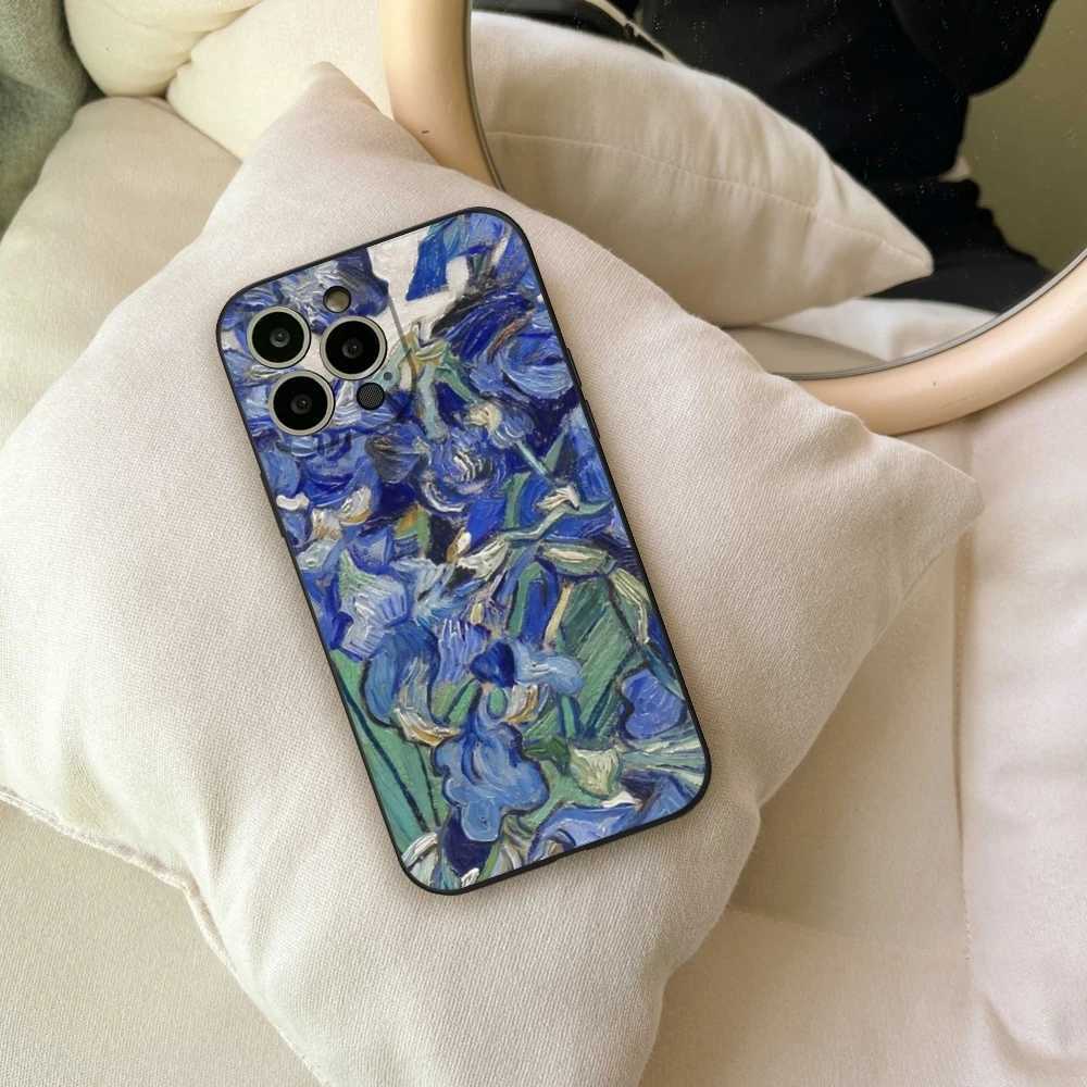 Van Gogh oil painting phone case iPhone 15 14 11 12 Pro 15 16 Plus 13 Pro MAX XR black soft cover Z250227