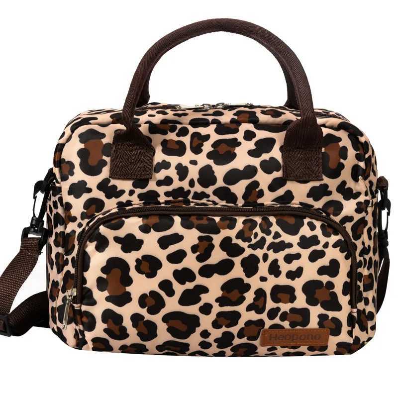 Diaper Bags Large capacity leopard print Oxford cloth crossbody lunch bag American modern minimalist hand-held mommy ice pack Y2502279JA3