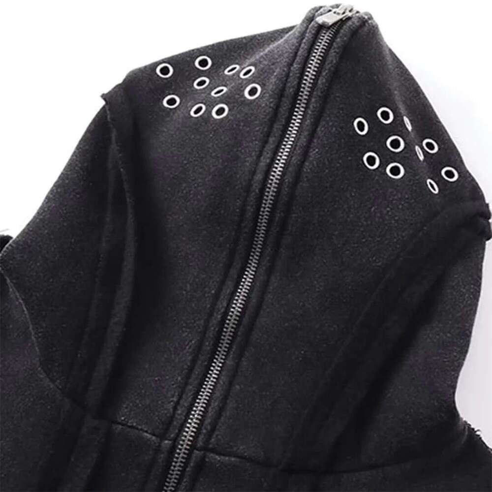 Women's niche coat autumn new loose zipper hooded washed design cardigan sweatshirt