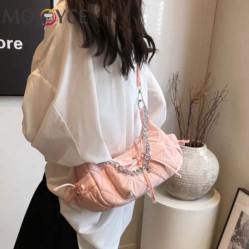 Ship from US Rhombus Chain Bowknot Shoulder Bag with Adjustable Strap Y2K Purse PU Leather Fashion Handbag Everyday for Women and Girls 250227FBB