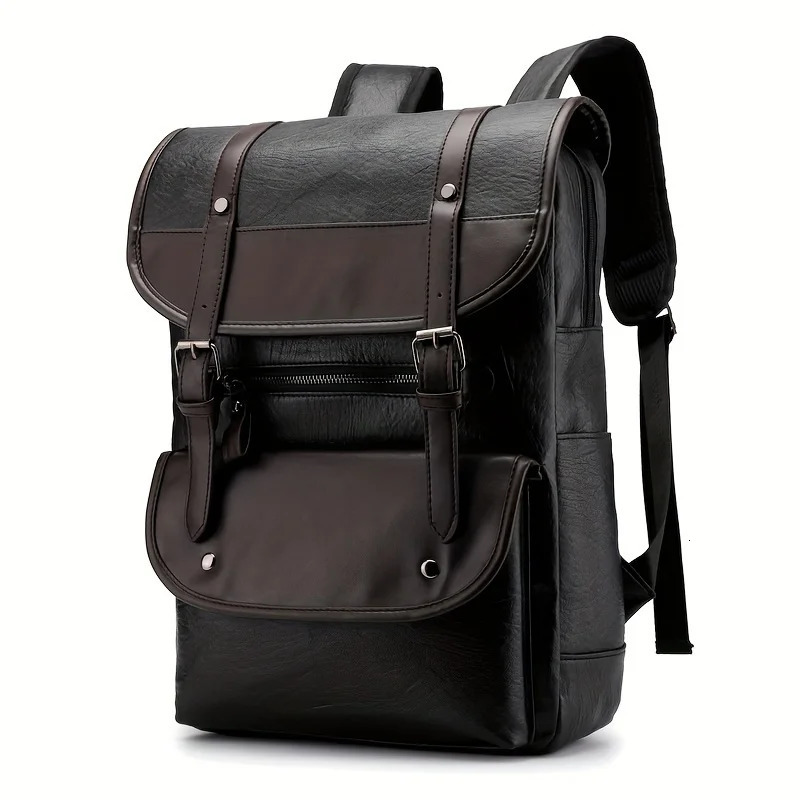 Ship from US ExtraLarge Capacity Mens PU Casual Backpack Waterproof Multifunctional and Durable Outdoor Travel Leisure Activities 250227FBB