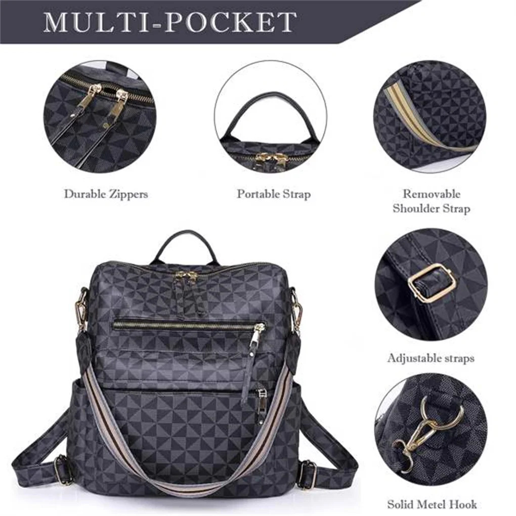 Ship from US Womens Backpack Purse Leather Travel Fashion Convertible Large Ladies College Shoulder Bag 250227FBB