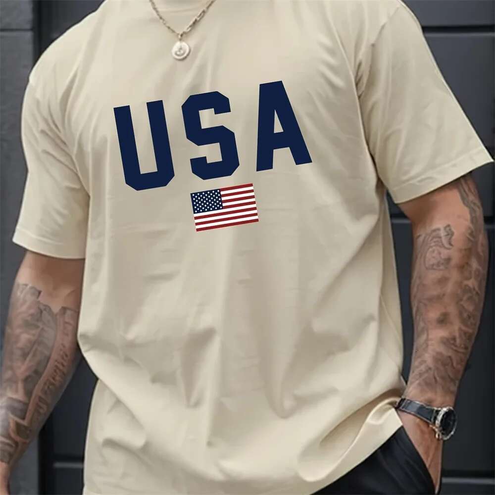 Men's Summer Round Neck Letter Pattern Designer Short Sleeve T-shirt Comfortable And Breathable Polyester Fabric Slight Elasticity Regular Fit Ca