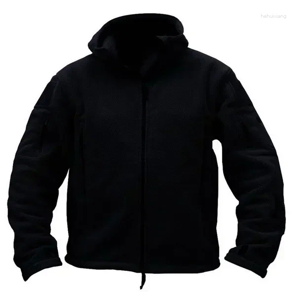 Men's Jackets Winter Fleece Jacket Military Tactical Solid Warm Coats With Hat Outdoor Sports Combat Hiking Polar